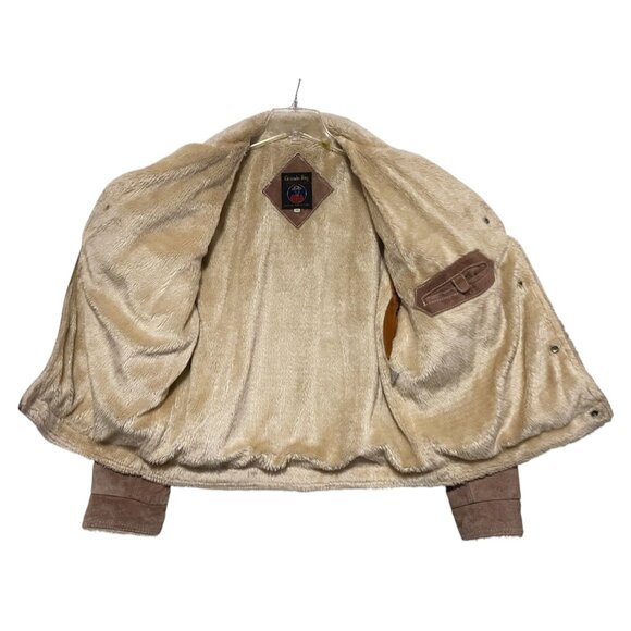 Vintage Grande Bay Suede Trucker Jacket 44 Sherpa Faux Fur Lined Western Cowboy - Picture 8 of 15